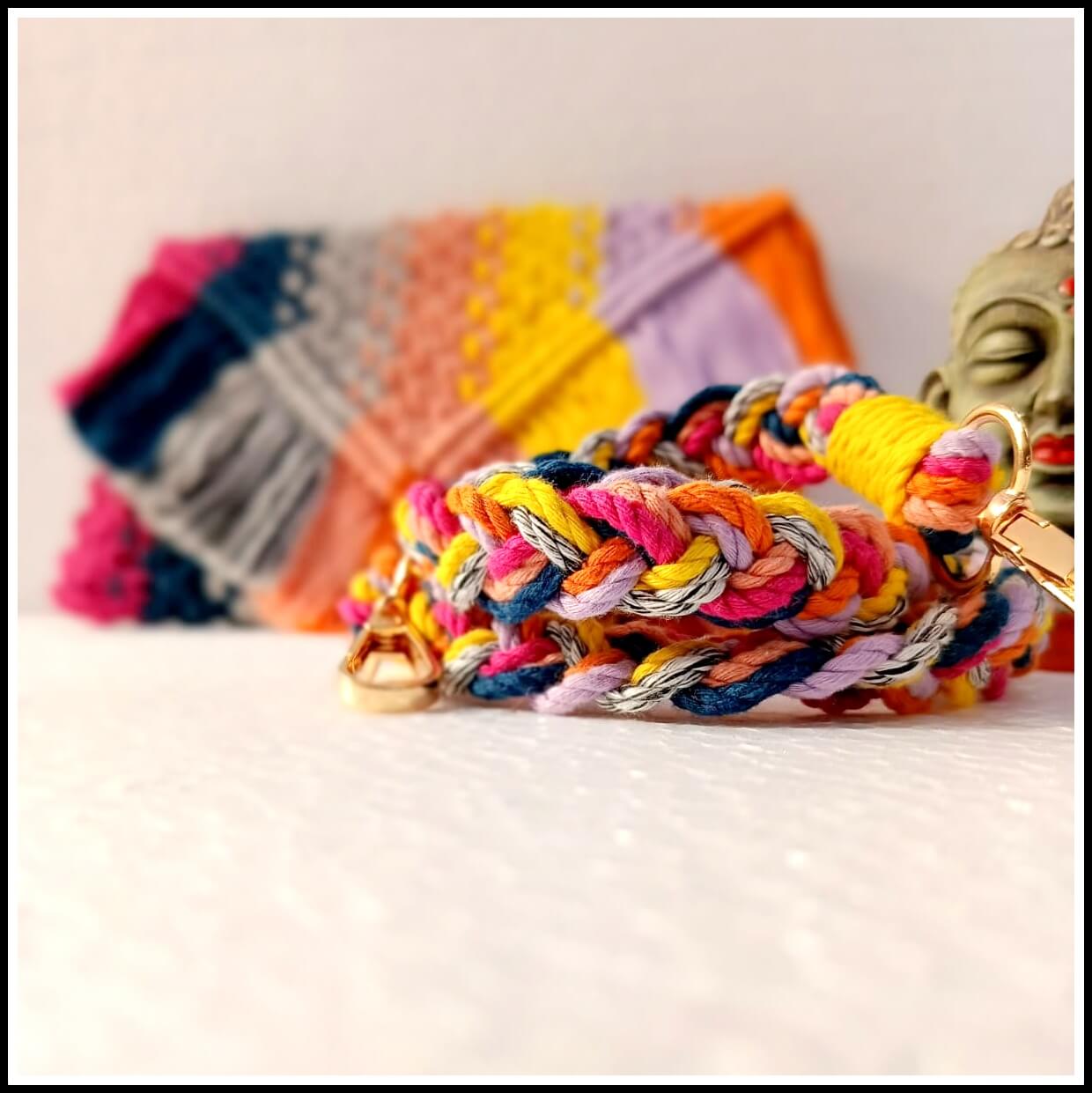 Blissful Rainbow Handcrafted Macrame Sling HandBag For Ladies