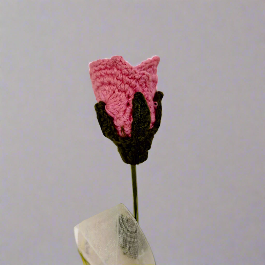 Crocheted pink flower for gift and decor
