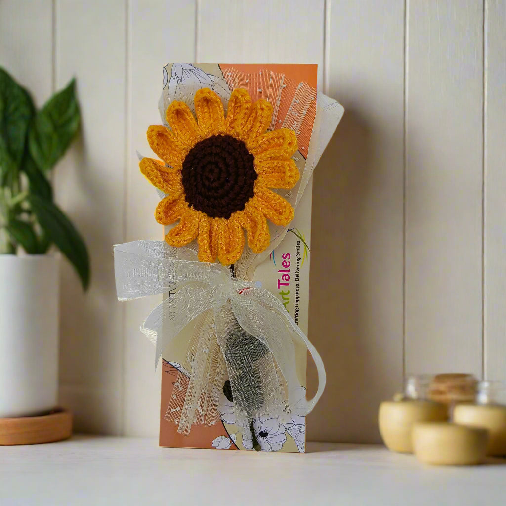 Crocheted sunflower bouquet