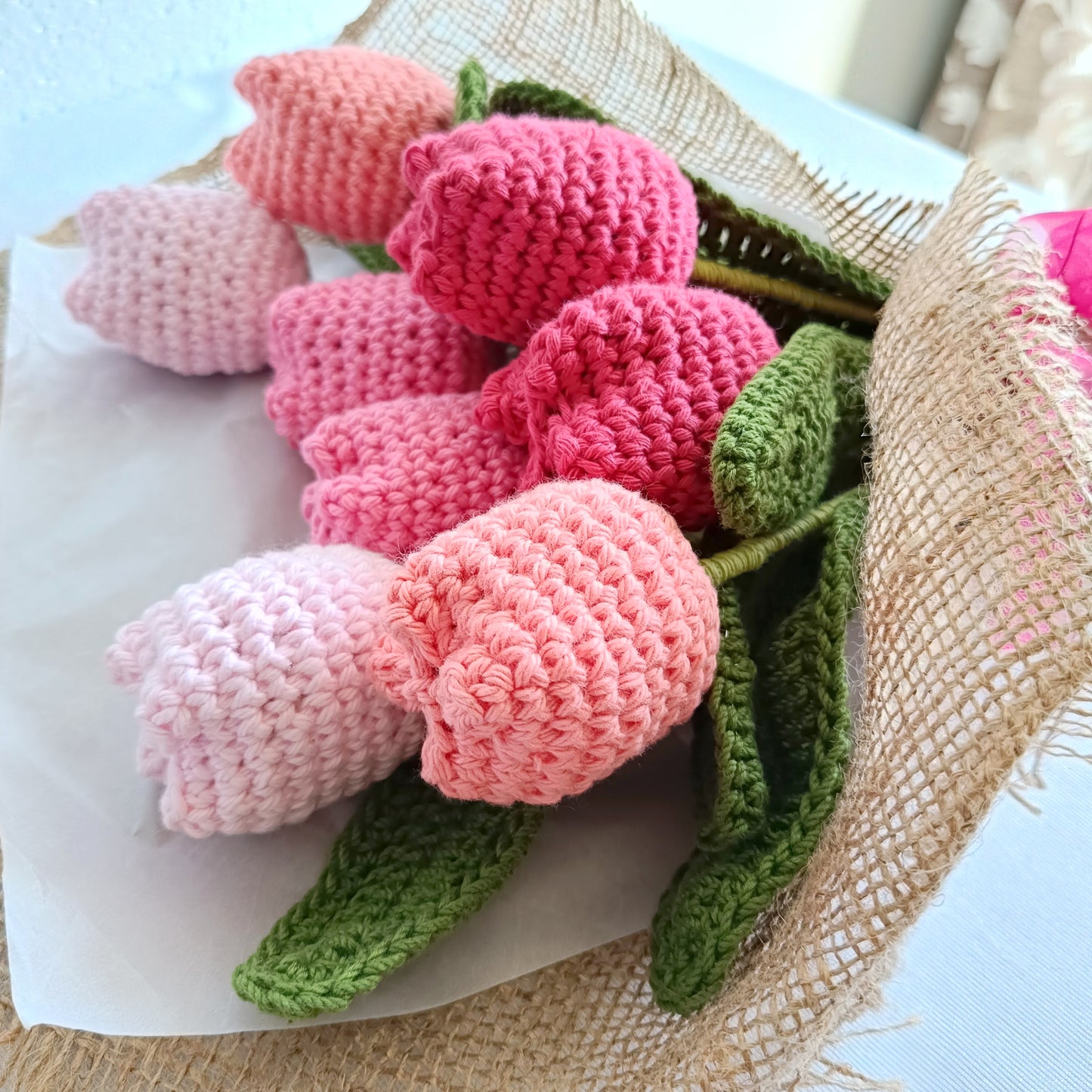 Handmade Crochet Tulip Flowers Bouquet | Eco-Friendly Artificial Flowers