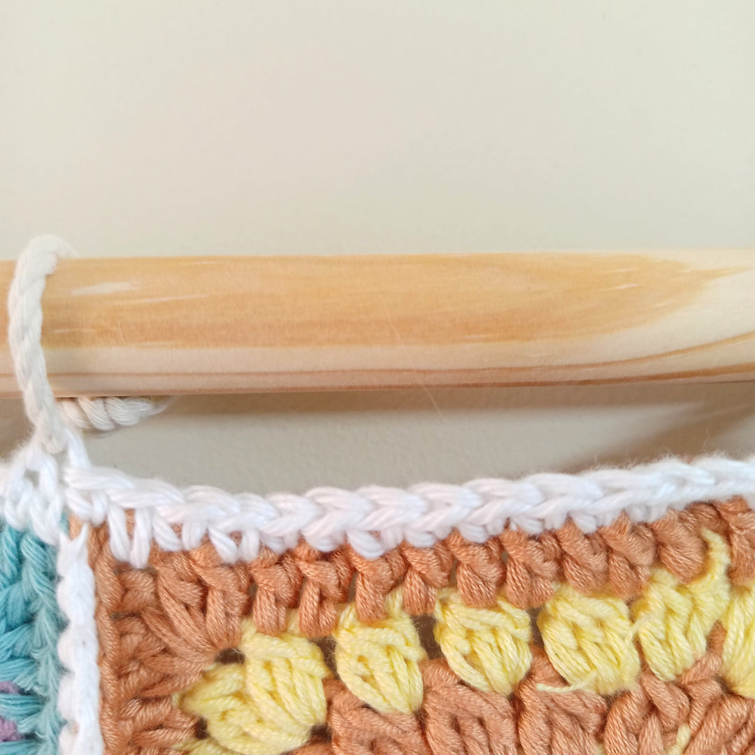 Handcrafted Crochet Granny Square Wall Hanging | Elegant Boho Home Décor with Tassels | Sustainable Wall Art for Living Room, Cafes, Offices | Perfect Housewarming Gift