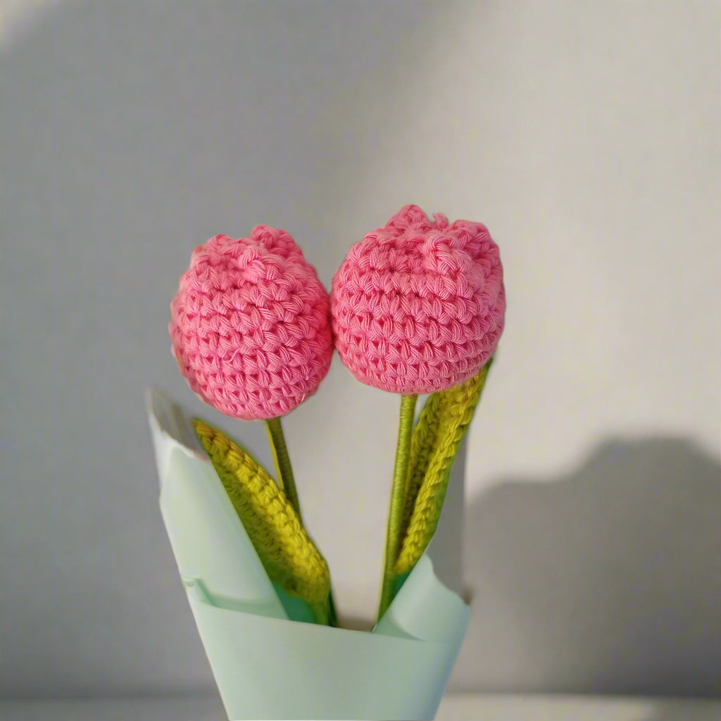 Set of 2 Handcrafted Pink Crochet Tulip Flowers – Elegant Gift-Ready Bouquet, 8-Inch Flowers
birthday gifts | valentines day gifts | gifts for her