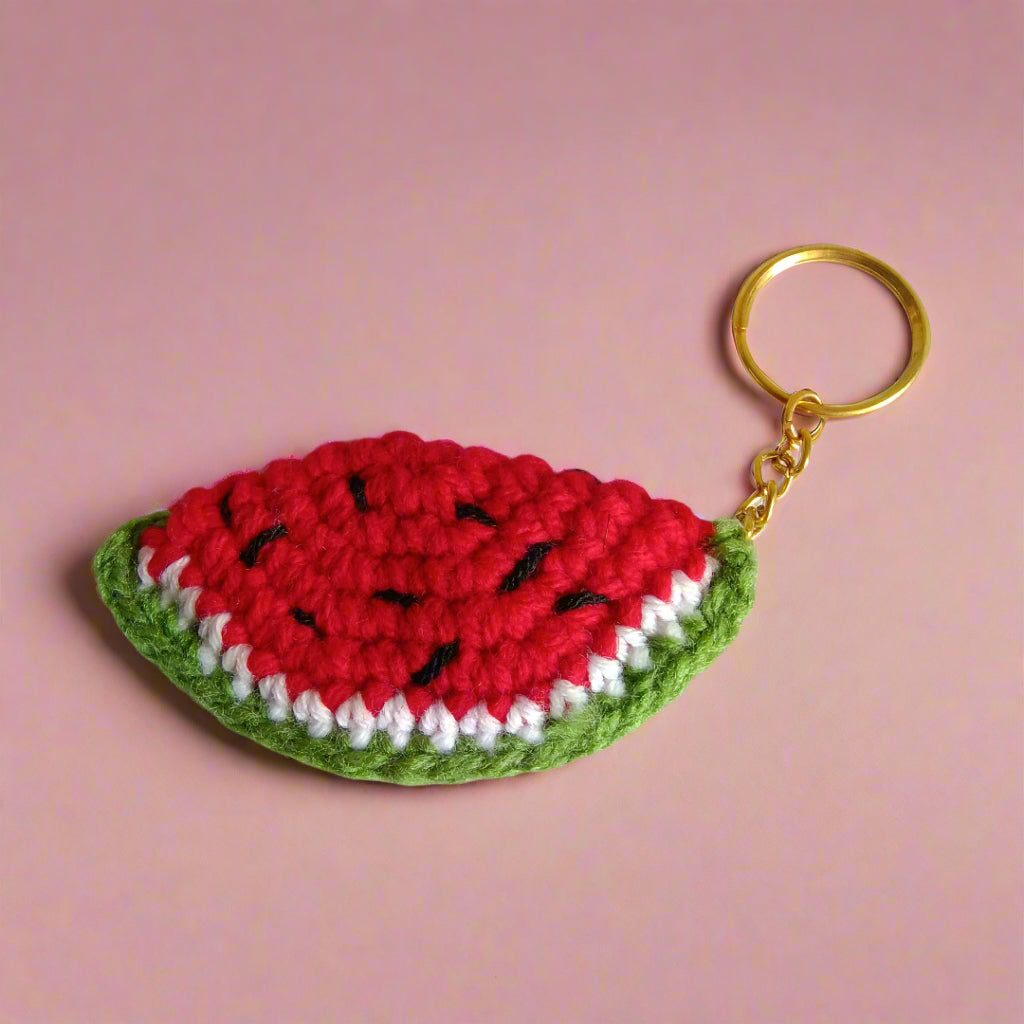 Handmade Crochet Keychains for Women, Girls, and Kids - Funky Designs Like Watermelon, Ice Cream & Strawberry | Cute, Small & Trendy Keychain Gifts