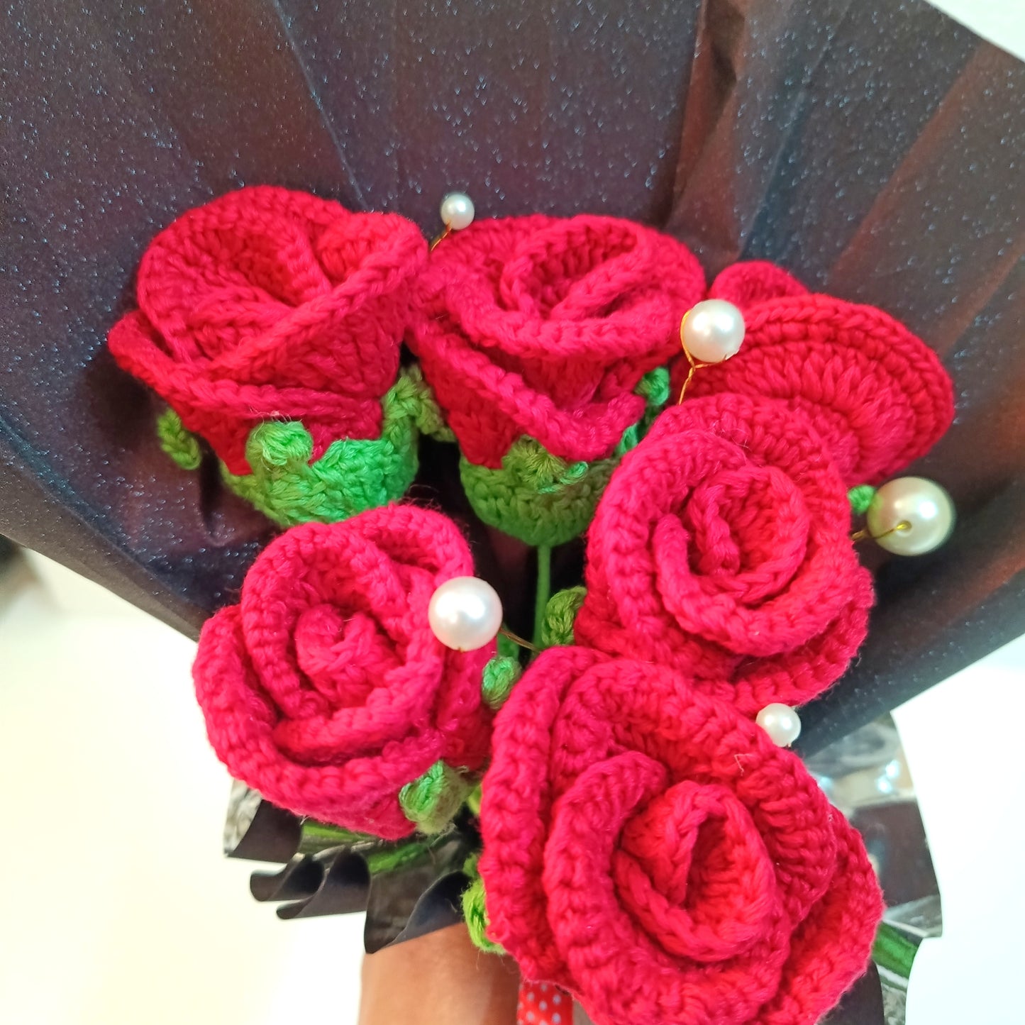 Handmade Crochet Rose Bouquet - Set of 6 Roses | Unique Gift for Any Occasion | Birthday Gift | Valentine's Gift | Gift for her