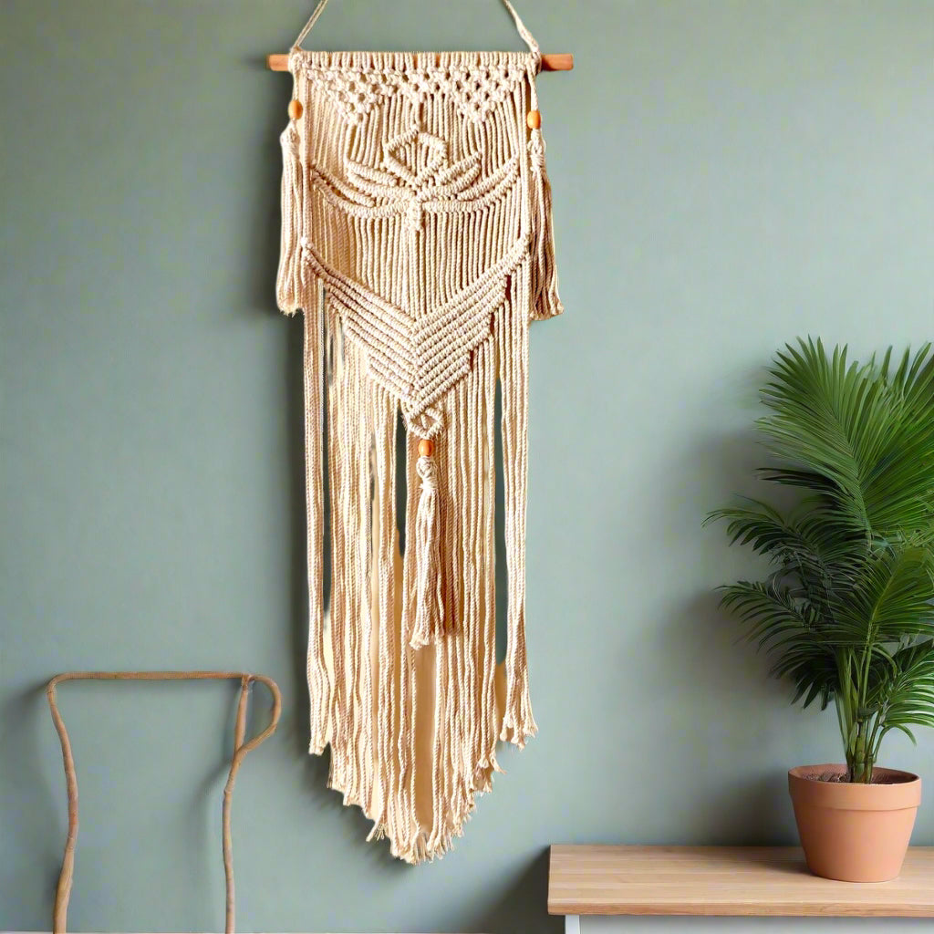 Handmade Lotus Macrame Wall Hanging | Boho-Chic Cotton Wall Decor