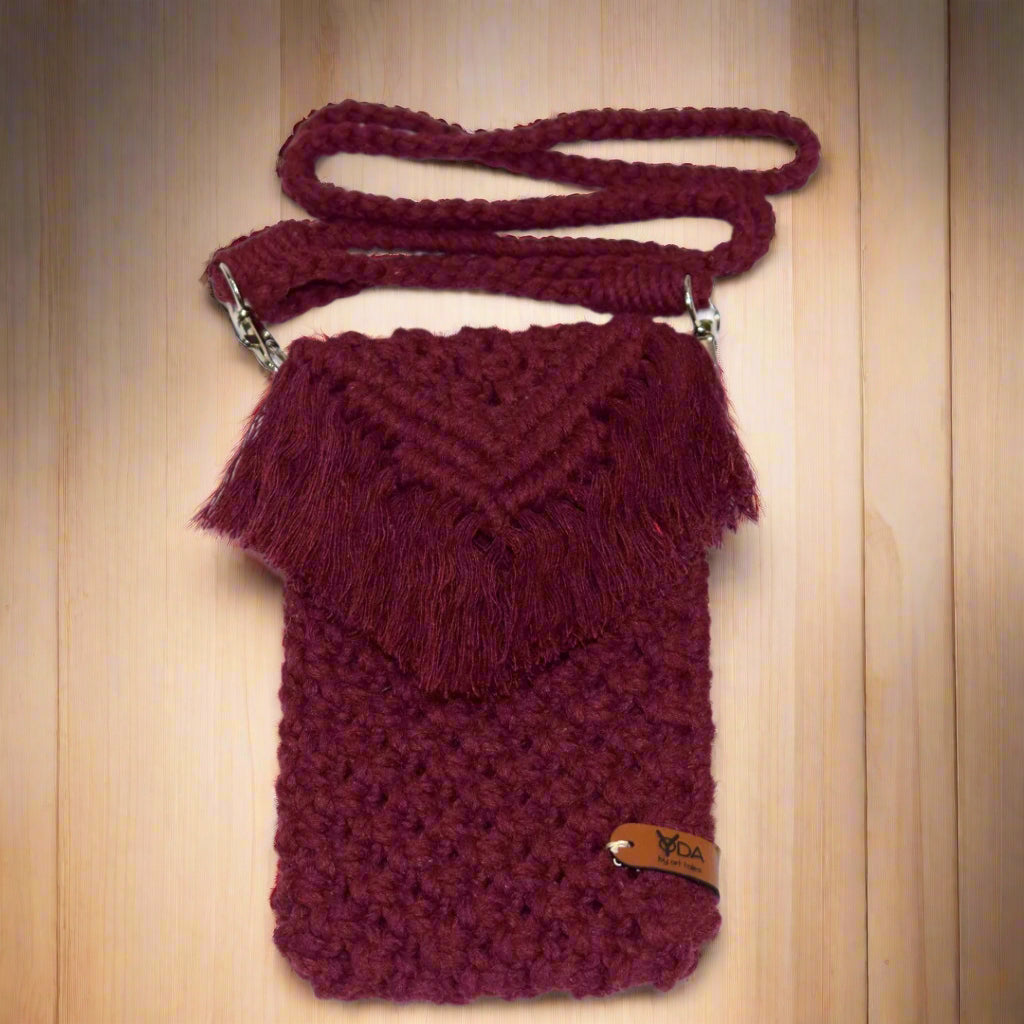 Handmade Macrame Mobile Crossbody Sling Bag | Boho Cotton Phone Bag for Women | Eco-Friendly, Lightweight, and Stylish Summer Accessory