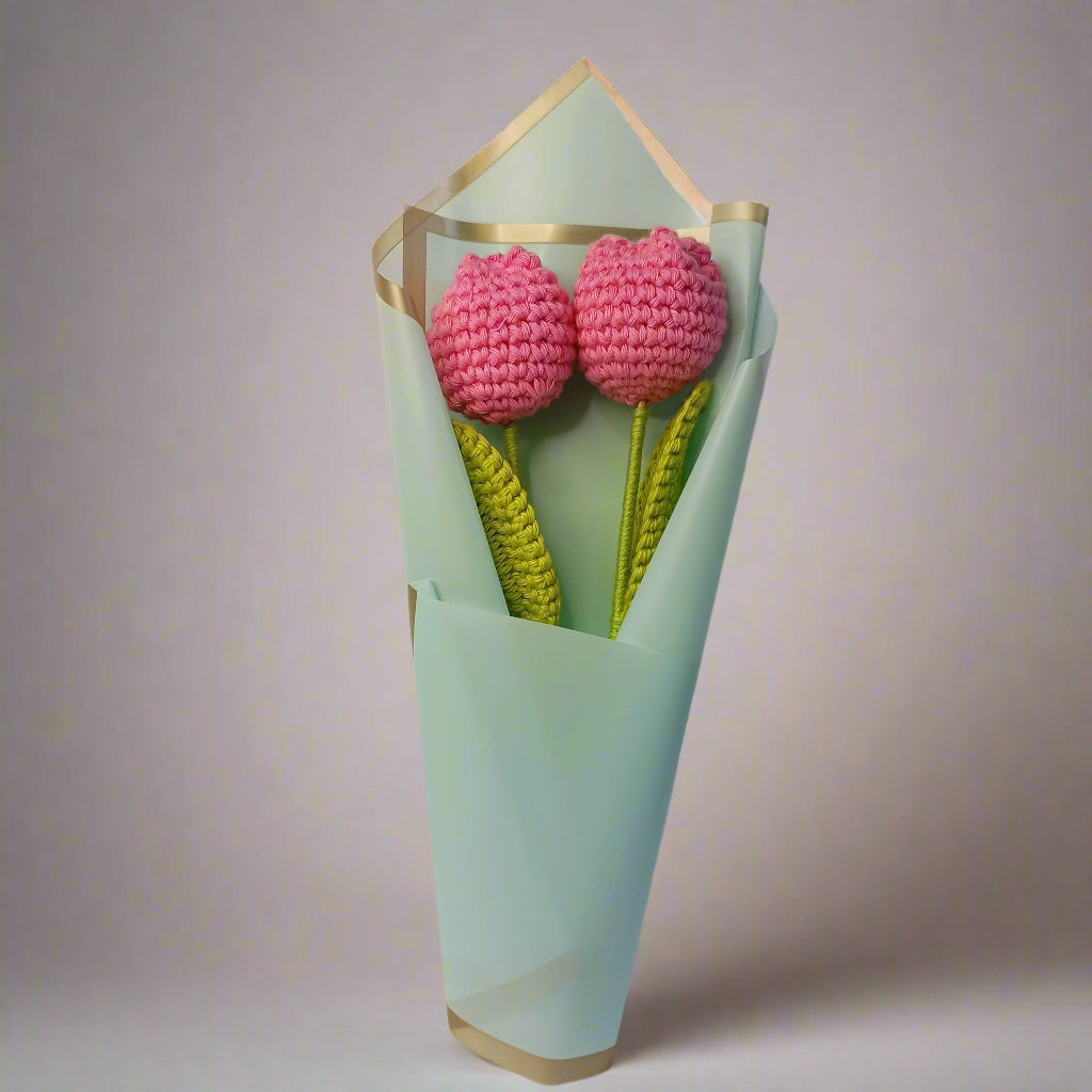 Set of 2 Handcrafted Pink Crochet Tulip Flowers – Elegant Gift-Ready Bouquet, 8-Inch Flowers
birthday gifts | valentines day gifts | gifts for her