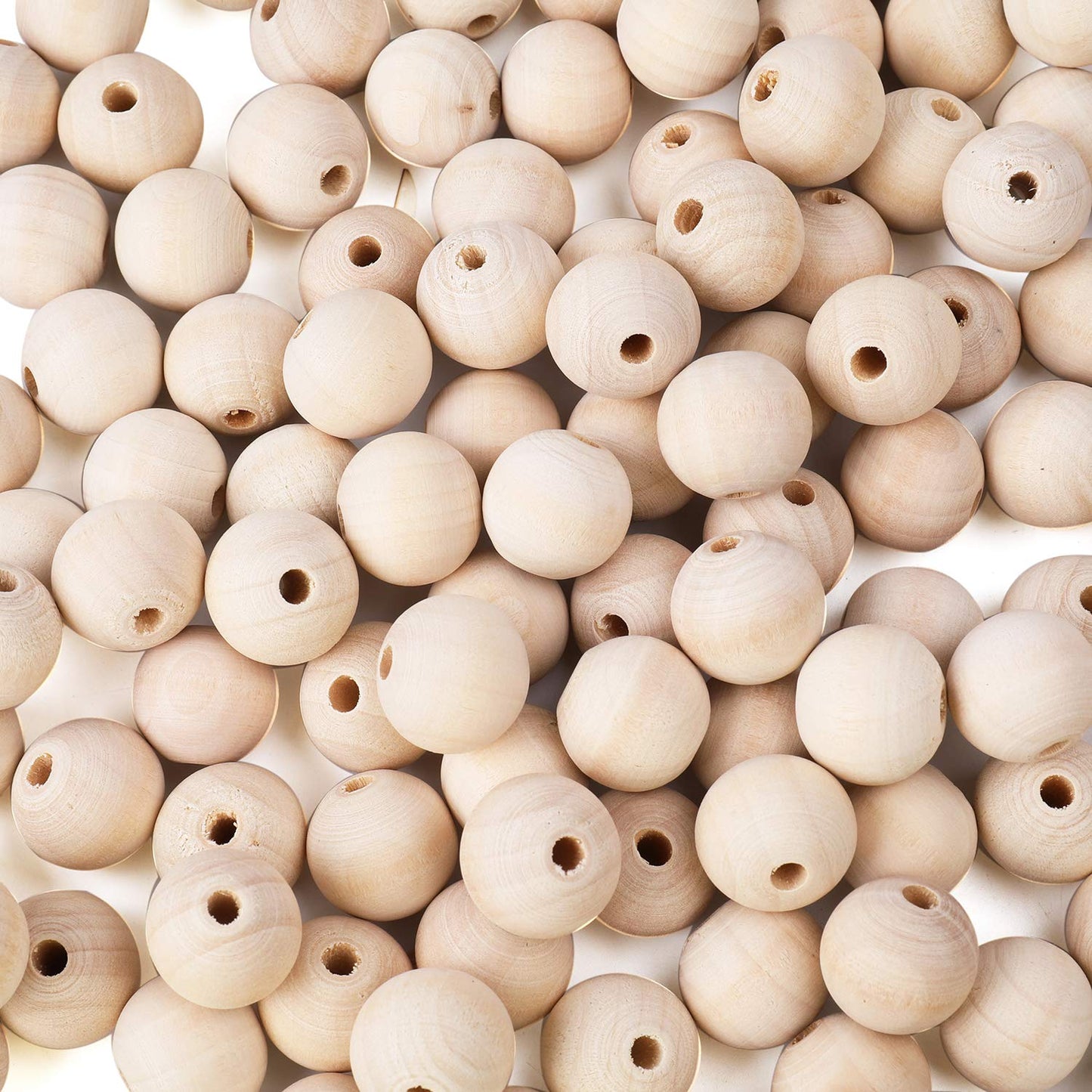 Natural Wooden Beads for Macrame Art, Jewelry Making & DIY Crafts | Round Wood Beads for Necklaces, Bracelets, School Projects & Home Décor | Smooth Unfinished Beads - Pack of 25
