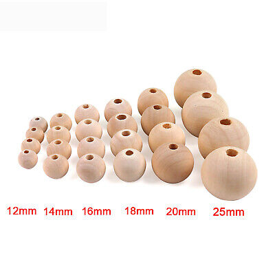 Natural Wooden Beads for Macrame Art, Jewelry Making & DIY Crafts | Round Wood Beads for Necklaces, Bracelets, School Projects & Home Décor | Smooth Unfinished Beads - Pack of 25