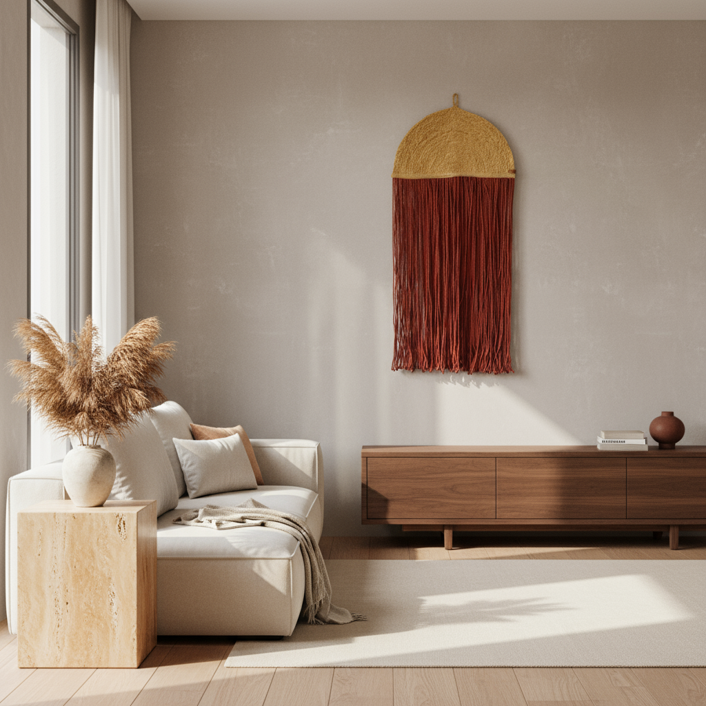 Rizz Design Handcrafted Jute & Cotton Wall Hanging for Home Decor | Decoration Livingroom | Modern Artworks Items | Warm Accent Shades | Door Entrance Decorative Hangings