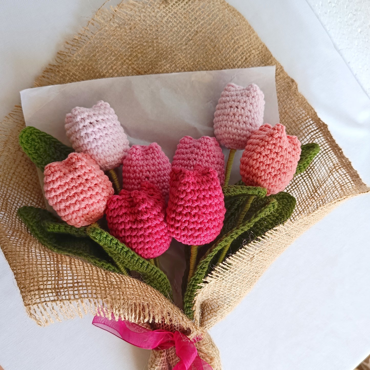 Handmade Crochet Tulip Flowers Bouquet | Eco-Friendly Artificial Flowers