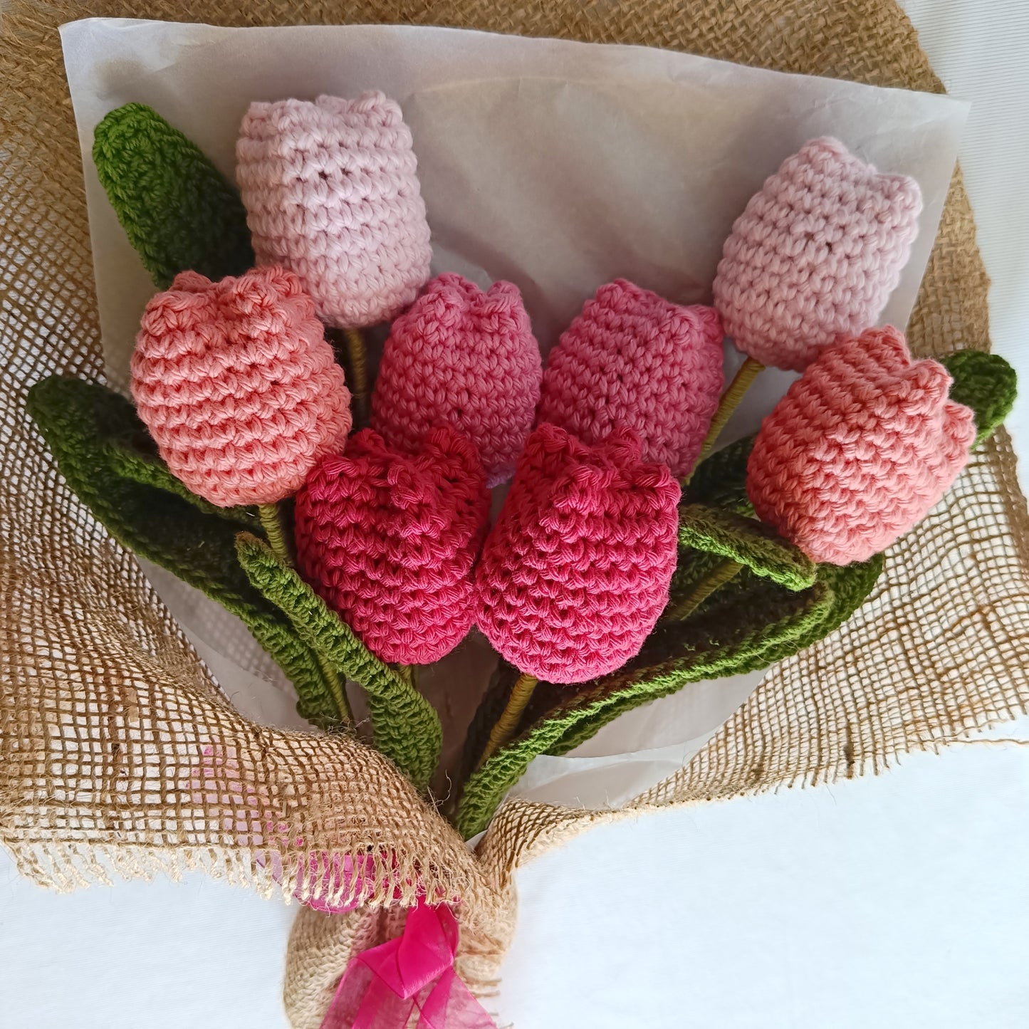 Handmade Crochet Tulip Flowers Bouquet | Eco-Friendly Artificial Flowers