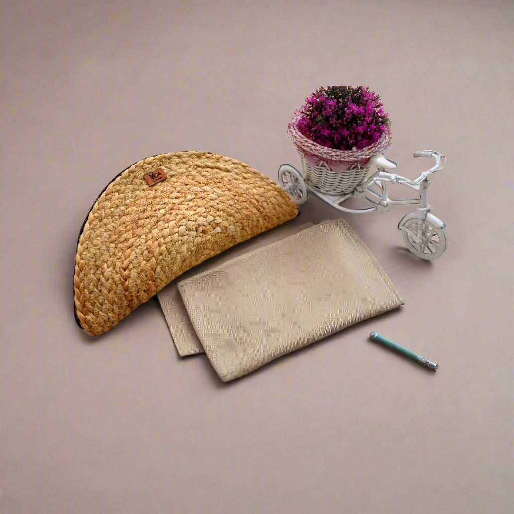 Handmade Cotton Minimalist Clutch Bag | Embroidered Ladies Handcrafted Purse