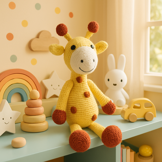 Handmade Crochet Giraffe Soft Toy - 36cm Amigurumi Plush Baby Toy | 100% Cotton Safe for Kids 0-6 Years | Perfect Gift for Babies Toddlers | Yellow