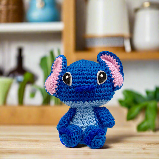 Blue crochet stitch toy from disney's lilo & stitch