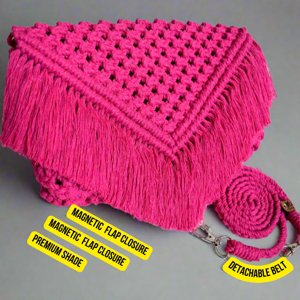 Boho Macrame Ladies Sling Bag | Handmade Crossbody Bag & Clutch