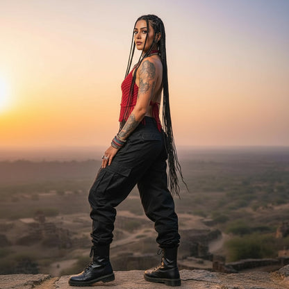 Crimson Handmade Macramé Halter Crop Top for Women — 100% Cotton Fringe | Avnyara by Art Tales | Made in India