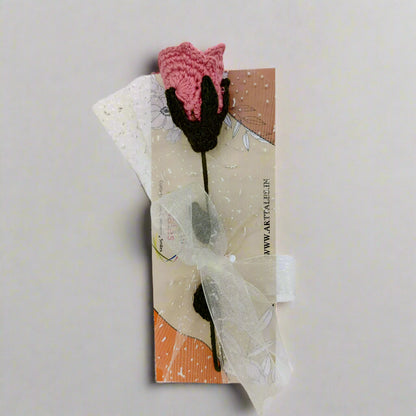 Decorative crochet pink flower for gifting