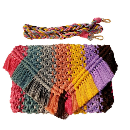 Handmade Multicolor Macrame Sling Bag | Boho Chic Scintillating Handbag