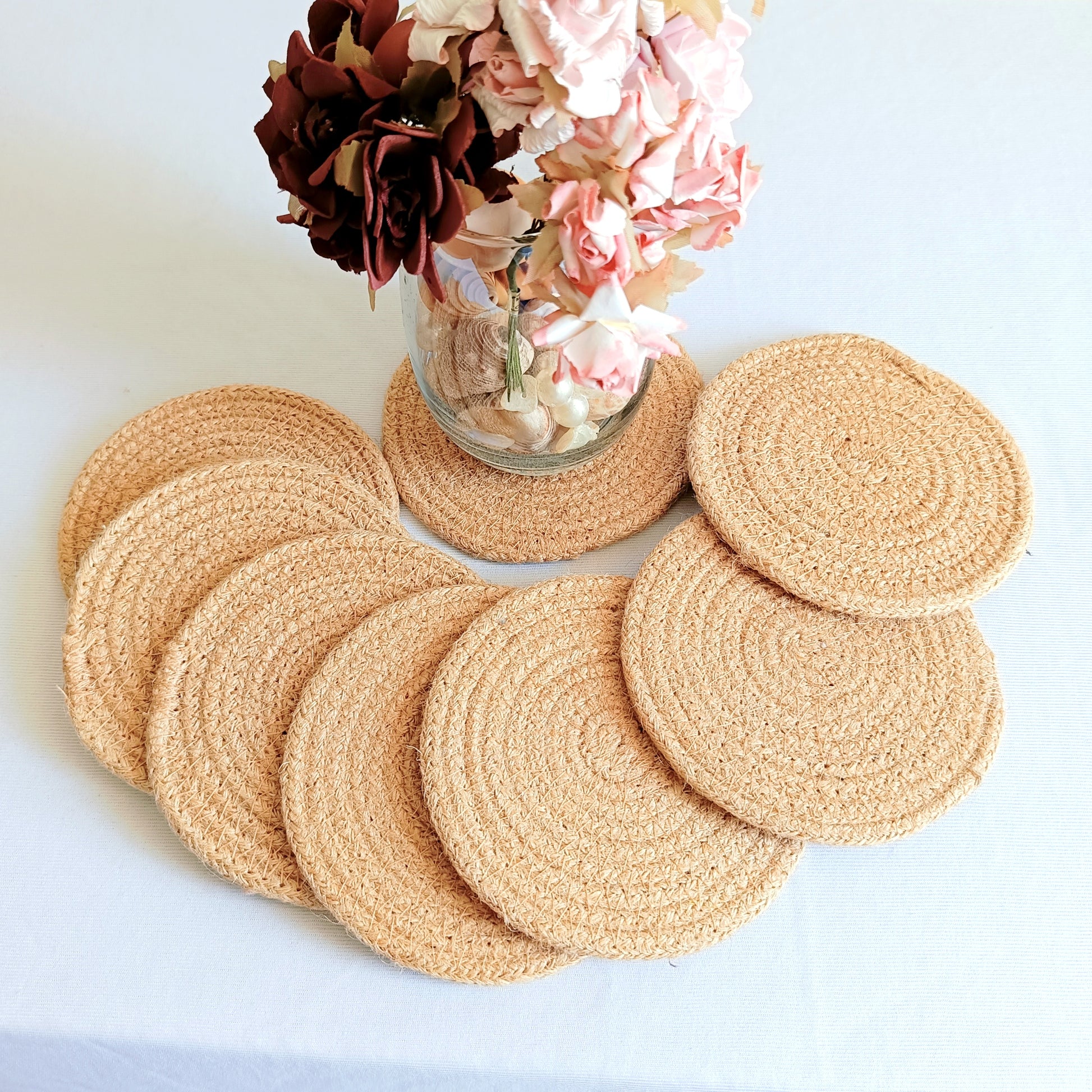 Eco-Friendly Handmade Jute Tea Coasters | Sustainable Tableware Set