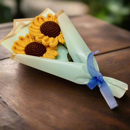 Handcrafted Crochet Pacino Sunflower Stick – Elegant Sky Wrap, 8-Inch Flower, Perfect Gift for Special Occasions