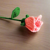 Handcrafted Pink Crochet Rose Stem | Realistic Floral Decor for Gifting & Home Decoration