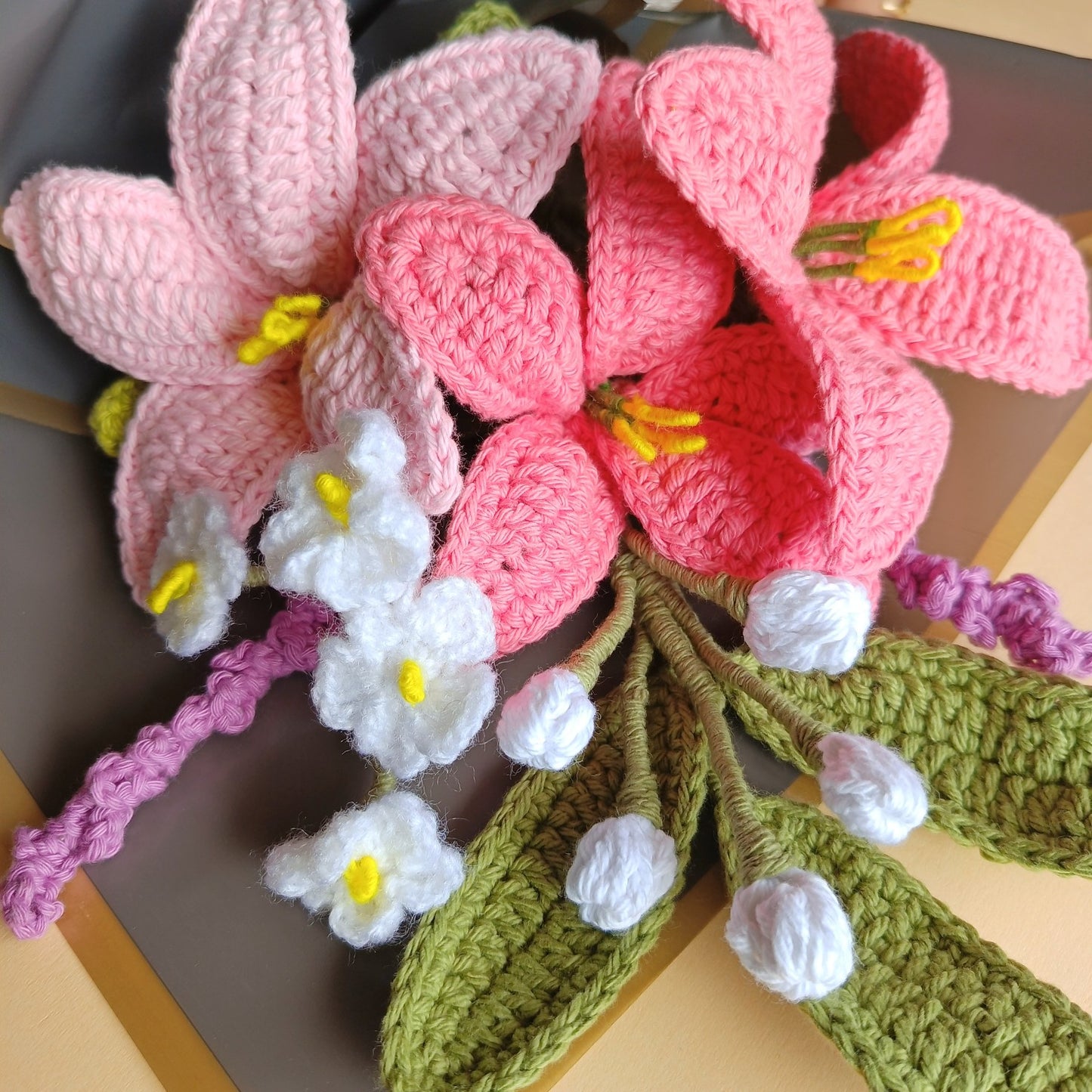 Handmade Crochet Flower Bouquet – Elegant Lily | Unique Gift for Her, Home Décor & Special Occasions
