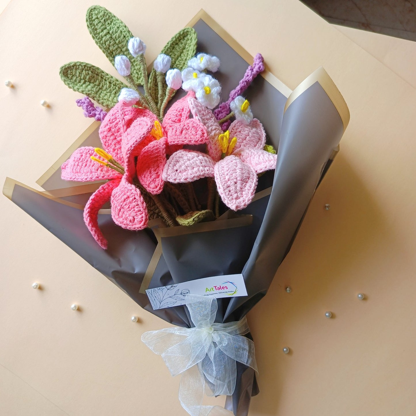 Handmade Crochet Flower Bouquet – Elegant Lily | Unique Gift for Her, Home Décor & Special Occasions