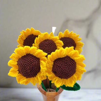 Handmade Crochet Sunflowers | Forever Flowers Bouquet for Home Decor, Gifts & Special Occasions