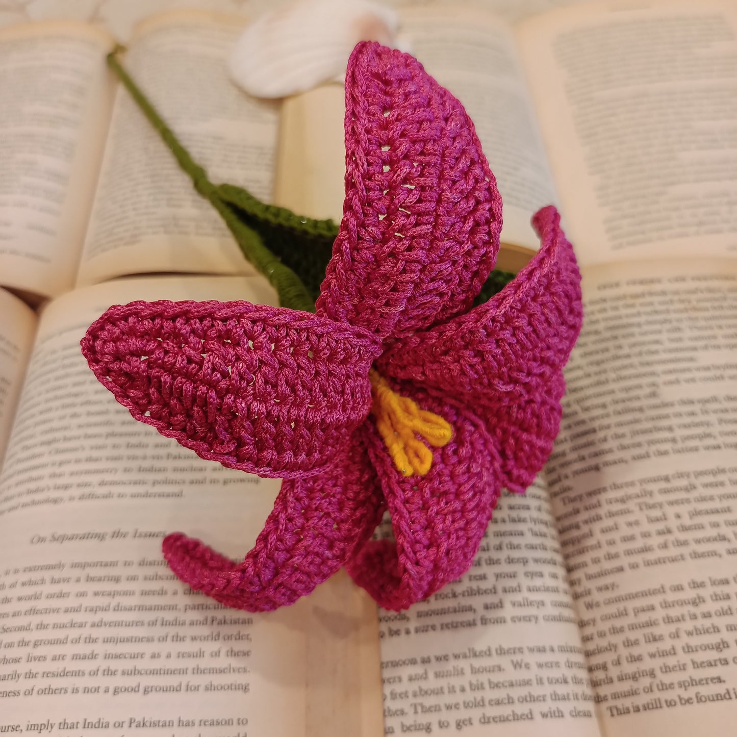 Luxury Crochet Lily Bouquet – Fuchsia Pink, Baby Pink, White and Bronze Centerpiece (Set of 2) | Avnyara by Art Tales