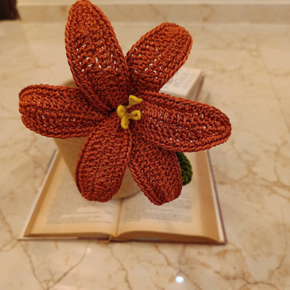 Luxury Crochet Lily Bouquet – Fuchsia Pink, Baby Pink, White and Bronze Centerpiece (Set of 2) | Avnyara by Art Tales