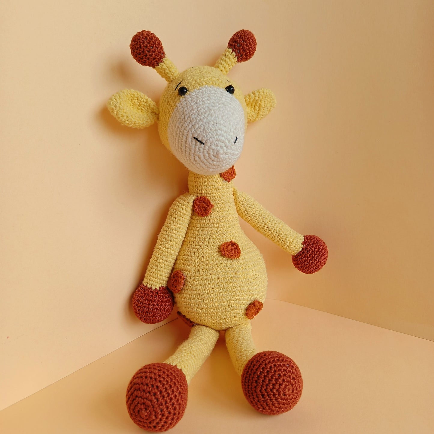 Handmade Crochet Giraffe Soft Toy - 36cm Amigurumi Plush Baby Toy | 100% Cotton Safe for Kids 0-6 Years | Perfect Gift for Babies Toddlers | Yellow