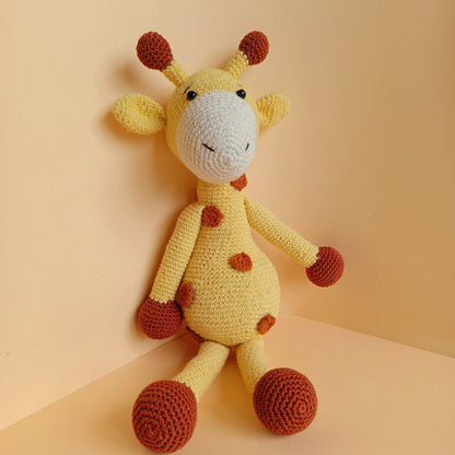 Handmade Crochet Giraffe Soft Toy - 36cm Amigurumi Plush Baby Toy | 100% Cotton Safe for Kids 0-6 Years | Perfect Gift for Babies Toddlers | Yellow