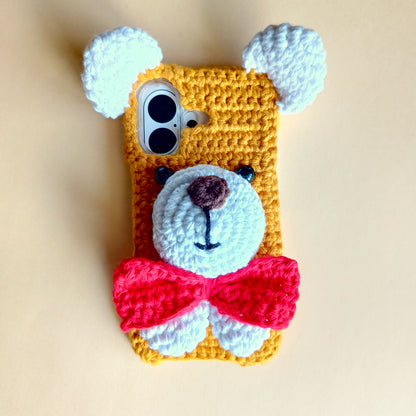 Handmade Crochet Transparent Phone Case Cover | 3D Designs | Shock-Resistant Case by Art Tales for apple iphone 16