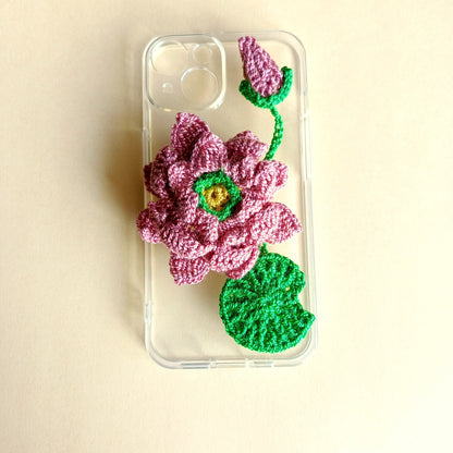 Iphone 15 Handmade Crochet Transparent Phone Case Cover | 3D Designs | Shock-Resistant Case