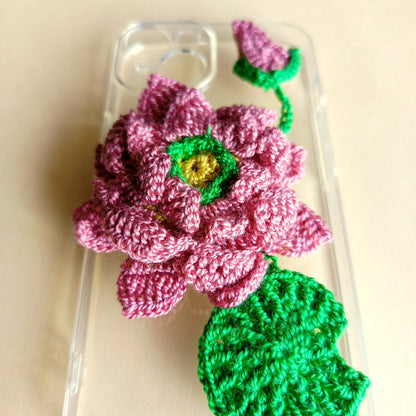 Iphone 15 Handmade Crochet Transparent Phone Case Cover | 3D Designs | Shock-Resistant Case