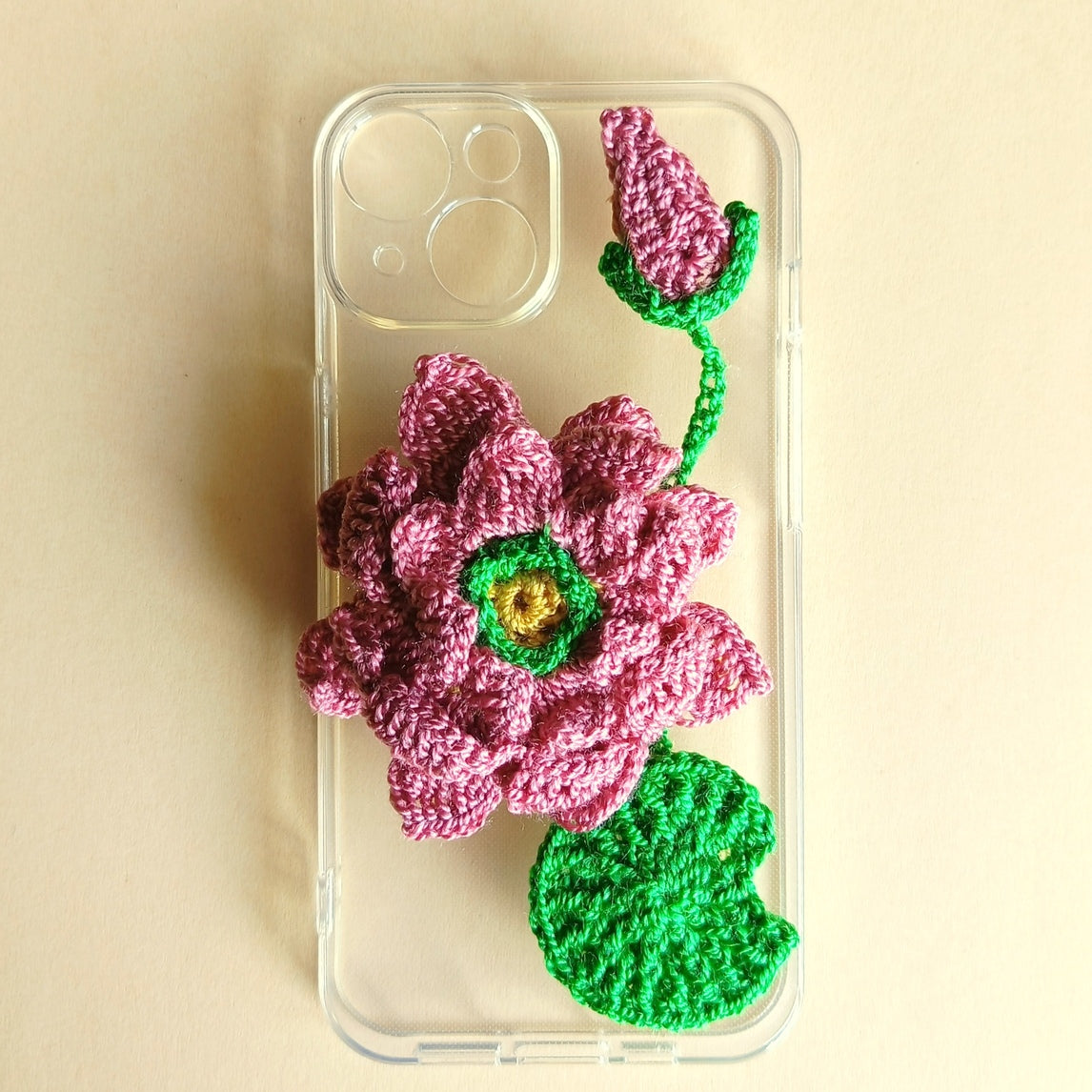 Iphone 15 Handmade Crochet Transparent Phone Case Cover | 3D Designs | Shock-Resistant Case
