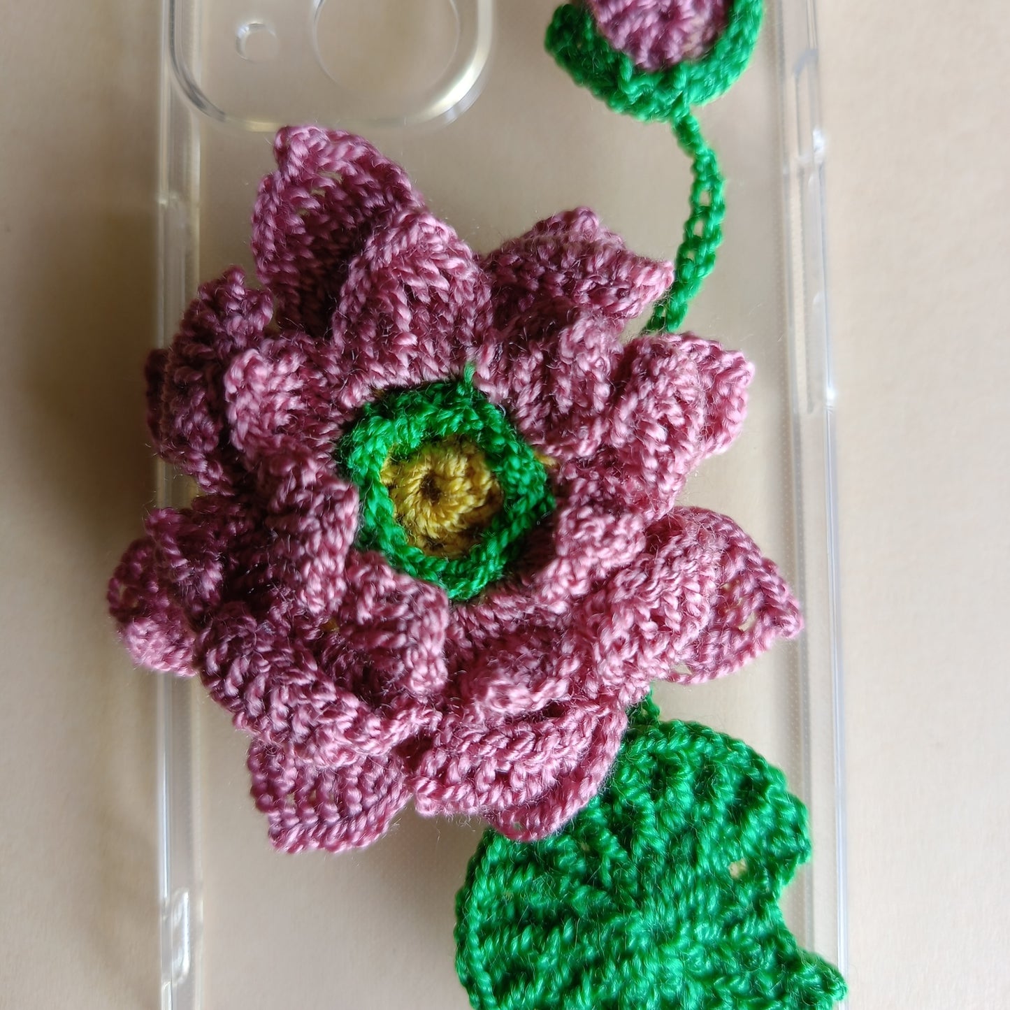 Iphone 15 Handmade Crochet Transparent Phone Case Cover | 3D Designs | Shock-Resistant Case