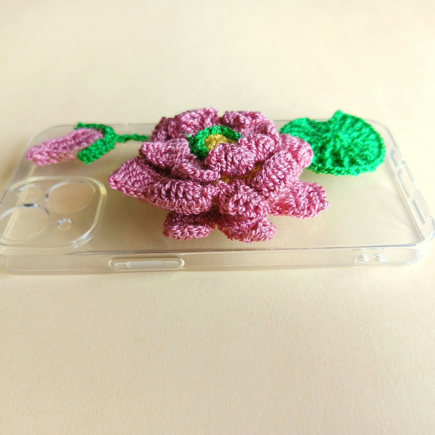 Iphone 15 Handmade Crochet Transparent Phone Case Cover | 3D Designs | Shock-Resistant Case