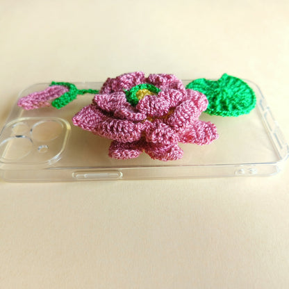 Iphone 15 Handmade Crochet Transparent Phone Case Cover | 3D Designs | Shock-Resistant Case