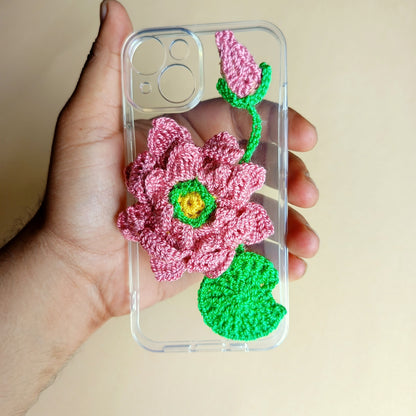 Iphone 15 Handmade Crochet Transparent Phone Case Cover | 3D Designs | Shock-Resistant Case