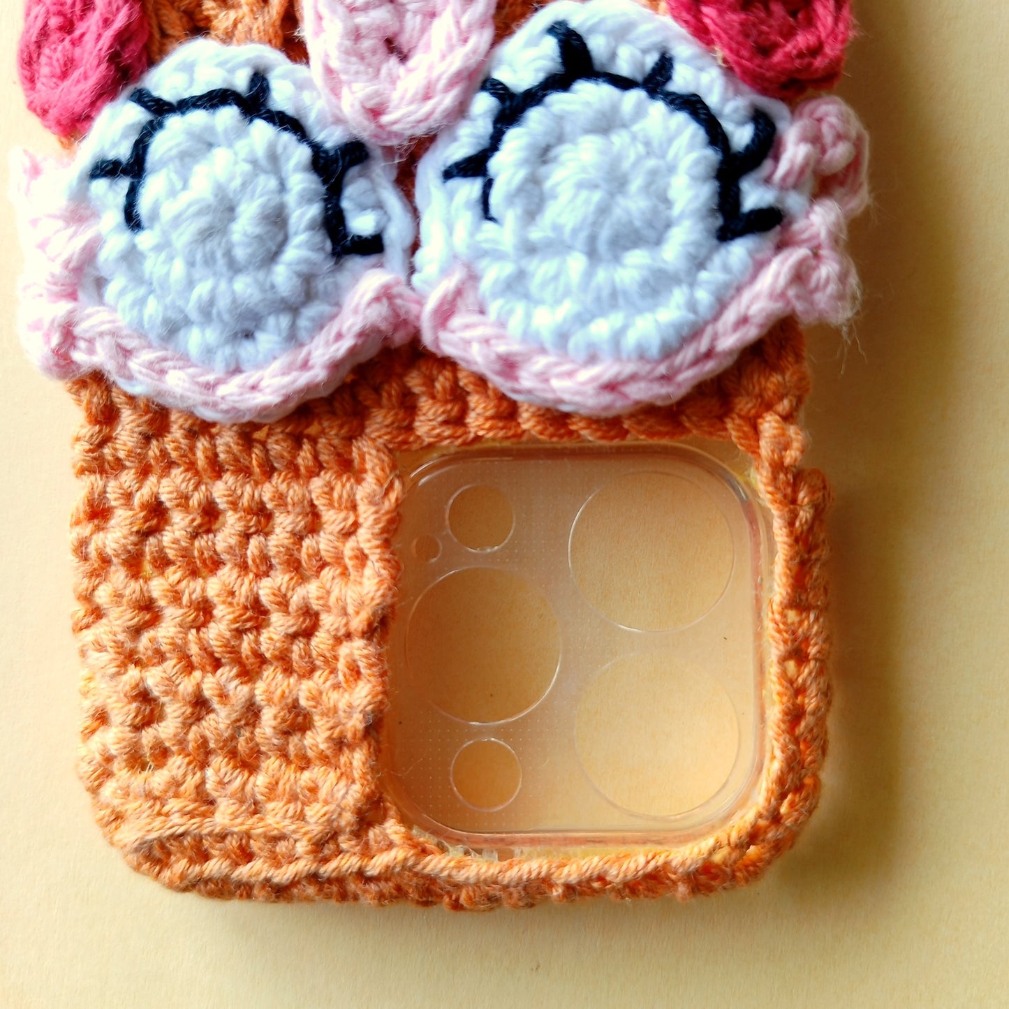 Iphone 16 pro Handmade Crochet Transparent Phone Case Cover | 3D Designs | Shock-Resistant Case for iphone 16 pro
