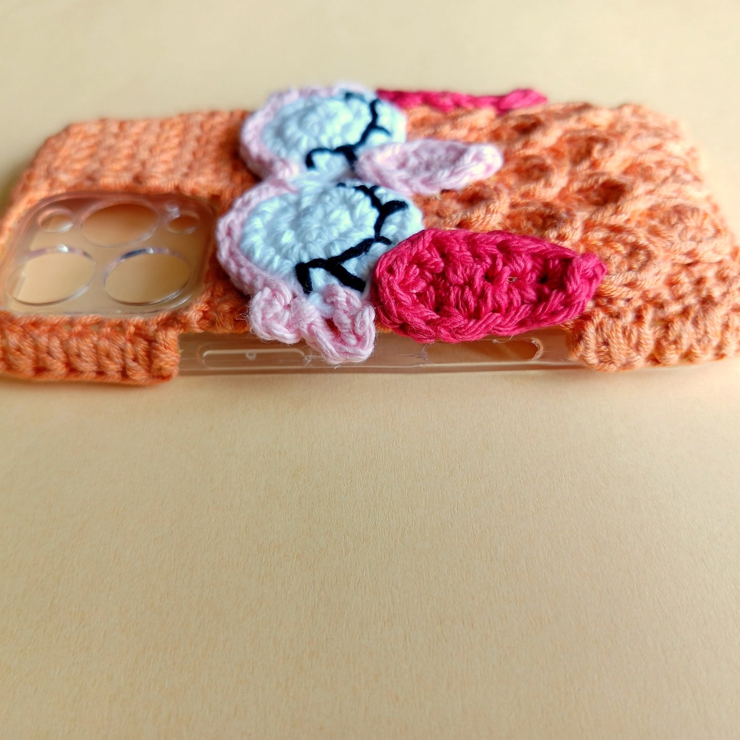 Iphone 16 pro Handmade Crochet Transparent Phone Case Cover | 3D Designs | Shock-Resistant Case for iphone 16 pro