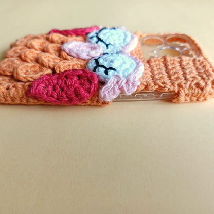 Iphone 16 pro Handmade Crochet Transparent Phone Case Cover | 3D Designs | Shock-Resistant Case for iphone 16 pro