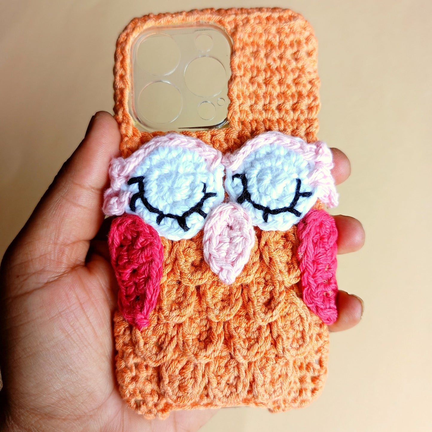 Iphone 16 pro Handmade Crochet Transparent Phone Case Cover | 3D Designs | Shock-Resistant Case for iphone 16 pro