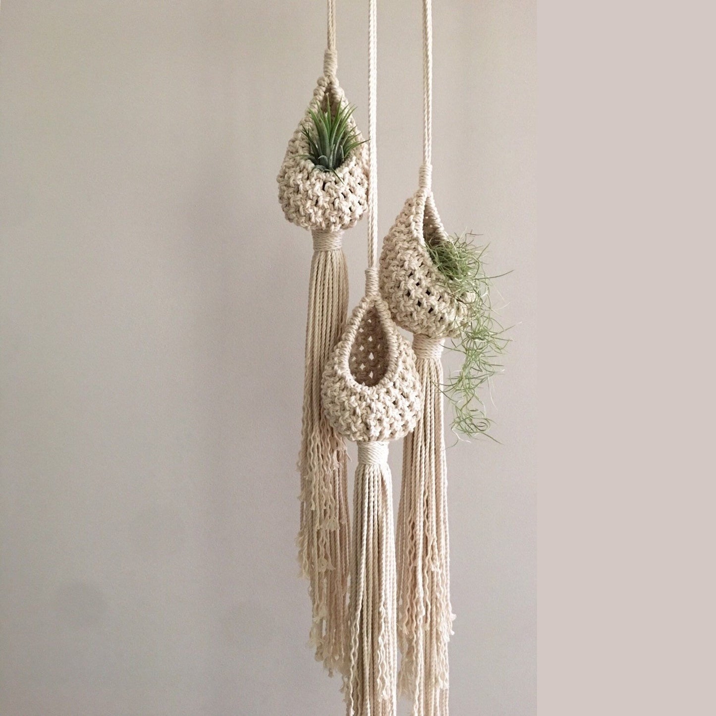 Handmade Macrame Hanging Planter Pods | Boho-Chic Indoor Plant Hangers | Decorative Hanging Planters for Home & Office Decor