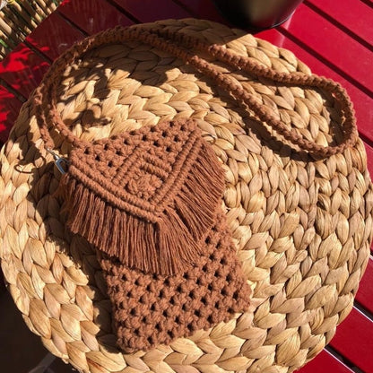 Mobile Crossbody Sling Bag | Boho Cotton Phone Bag for Women | Eco-friendly Macrame Mobile Sling bag