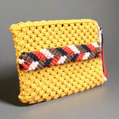 Mylah Handheld Ladies Clutch Bag | Macrame Fashion Accessory with Tassel Detail

