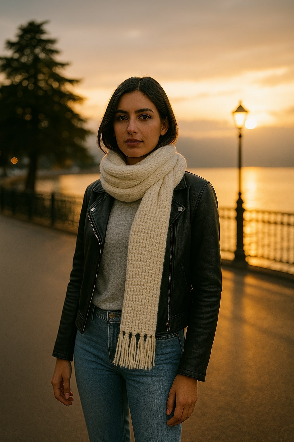 White woolen scarf for women