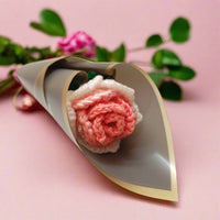 Pink & White Handcrafted Crochet Rose Bouquet – Eternal Valentine’s Gift, Forever Flower Bouquet, Anniversary & Home Décor